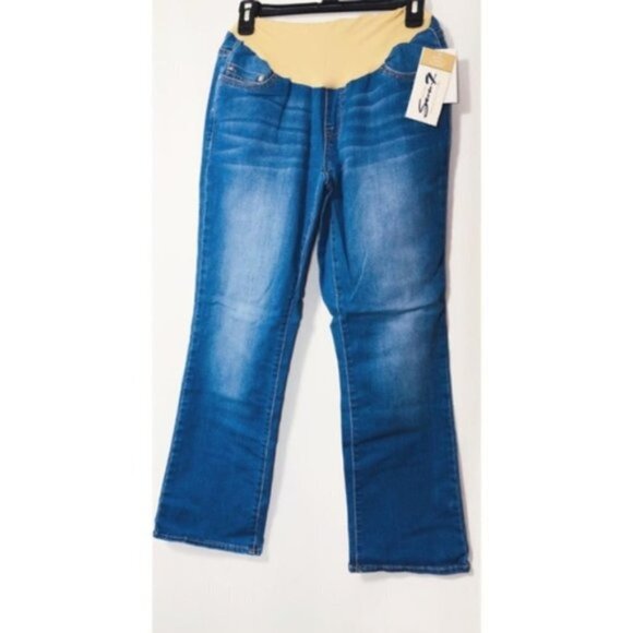 Seven7 Maternity Womens 5 Pockets Cropped Flared Bootcut Jeans Sz 12 New - Picture 7 of 10